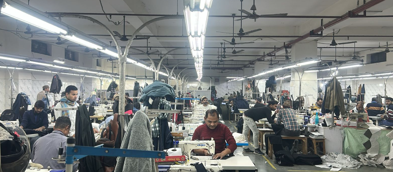 Team working in production facility